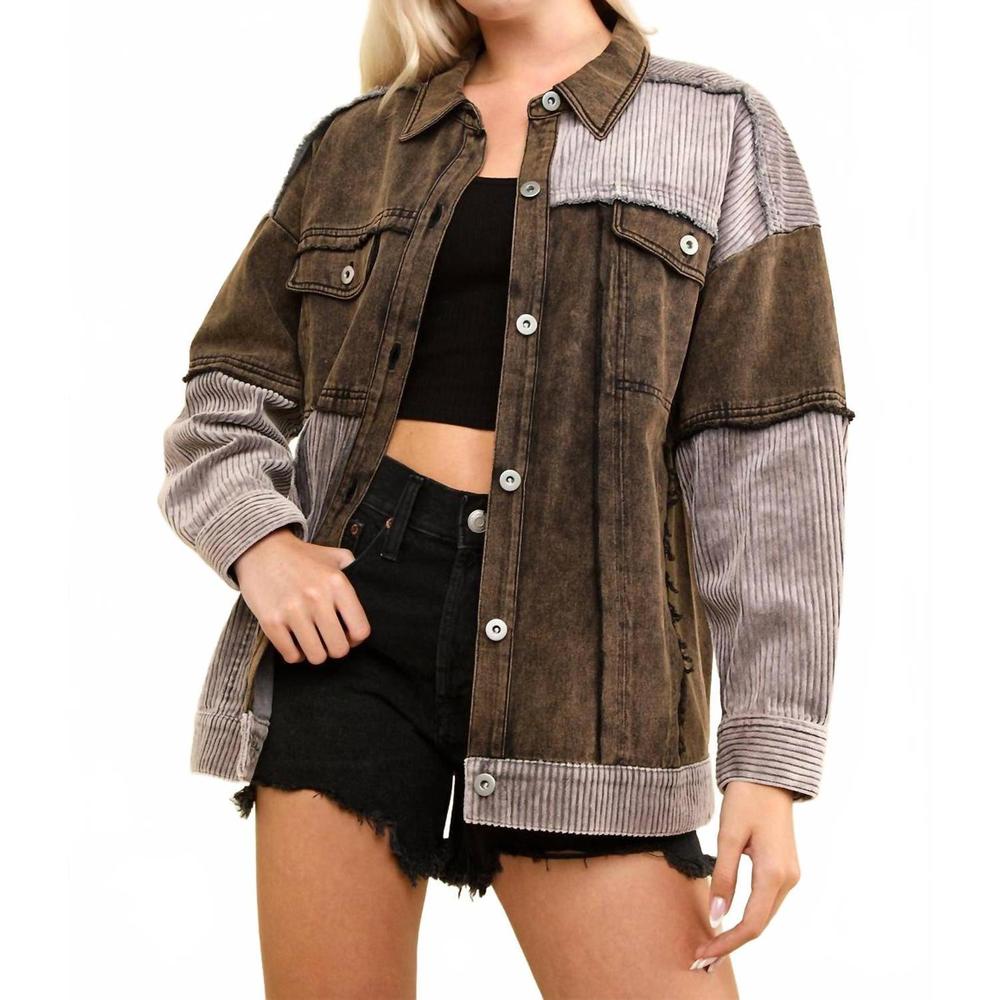 NEW VERY J washed oversized shacket in multi